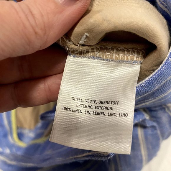 Anthropologie Ett:Twa Striped Linen Wide‎ Leg Pants Blue and White NWOT Size 4 - Picture 6 of 12